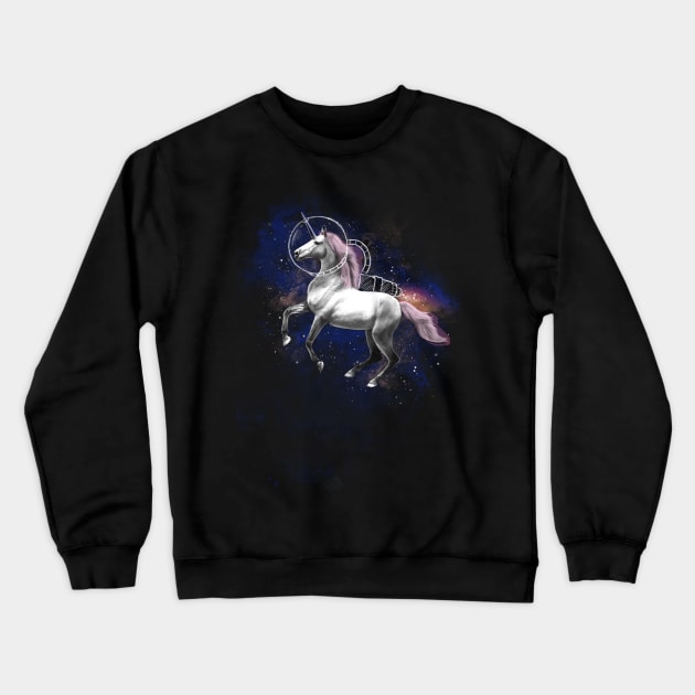 Space Fantasy Unicorn - Galaxy Rainbow Astronaut Crewneck Sweatshirt by BlancaVidal